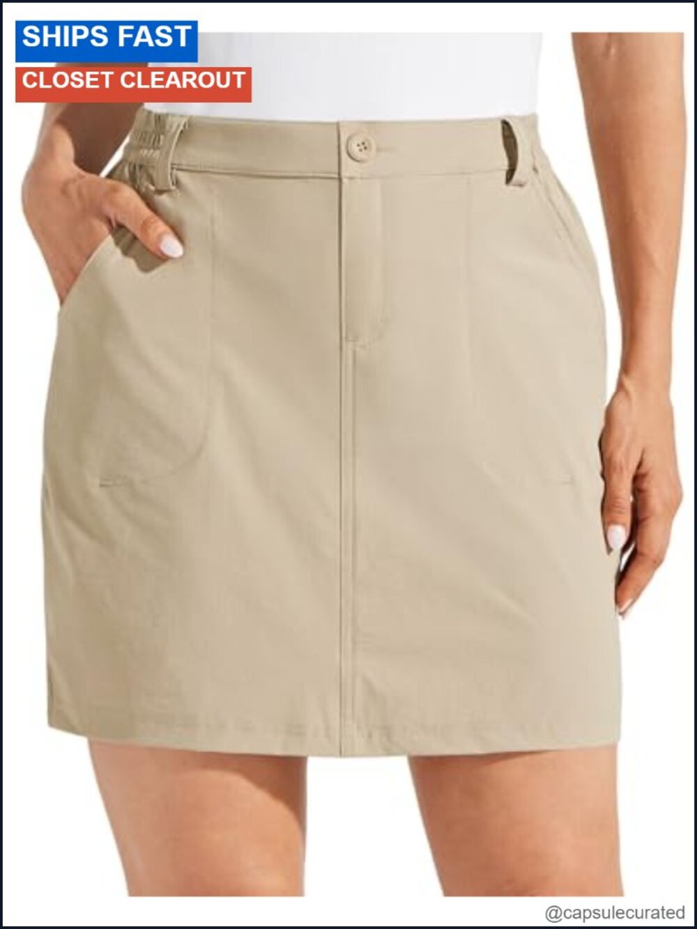 Women's Skort Golf Hiking Quick Dry UPF 50 Nylon Active Skirt with Zip Pockets